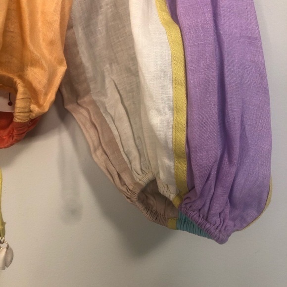 Zimmermann Lola Panelled Crop Top Linen 0 XS - Picture 4 of 6